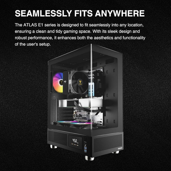 GAMDIAS Atlas E1 ATX Gaming Midi-Tower PC-Gehäuse,Echtzeit-Anzeige mit Software, Enthalten 3 x 120mm