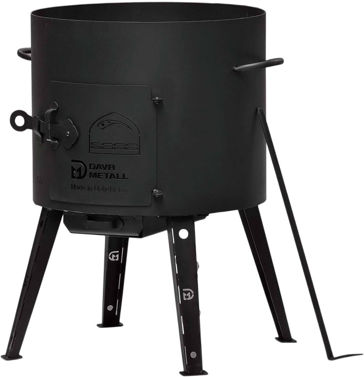 12L Kazan mit Ø40 Uchag Utschak Utschag 2mm stahl Kessel mit Deckel-Grillpfanne aus Gusseisen Kasan