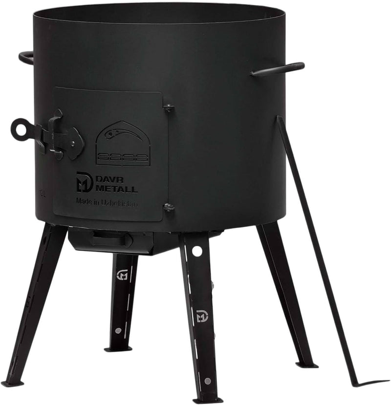 12L Kazan mit Ø40 Uchag Utschak Utschag 2mm stahl Kessel mit Deckel-Grillpfanne aus Gusseisen Kasan