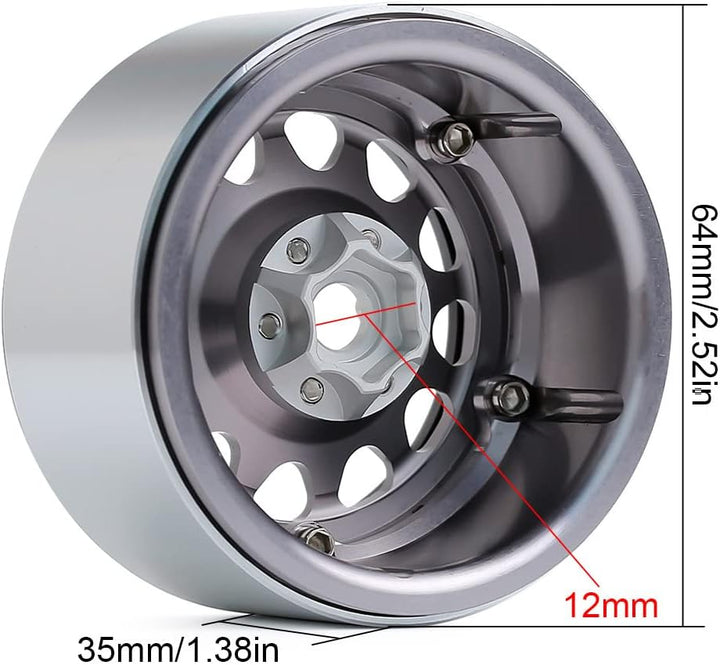 INJORA 4 Stücke 2,2 Beadlock Felgen Metall Räder Felge Set für 1:10 RC Rock Crawler Axial SCX10 RR10