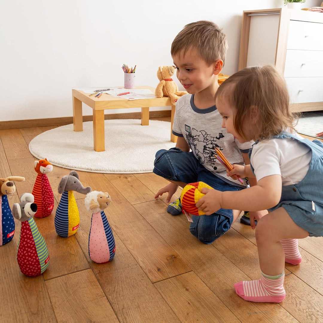 SIGIKID 49520 Kegelspiel Soft PlayQ Mädchen und Jungen Babyspielzeug empfohlen ab 3 Monaten mehrfarb