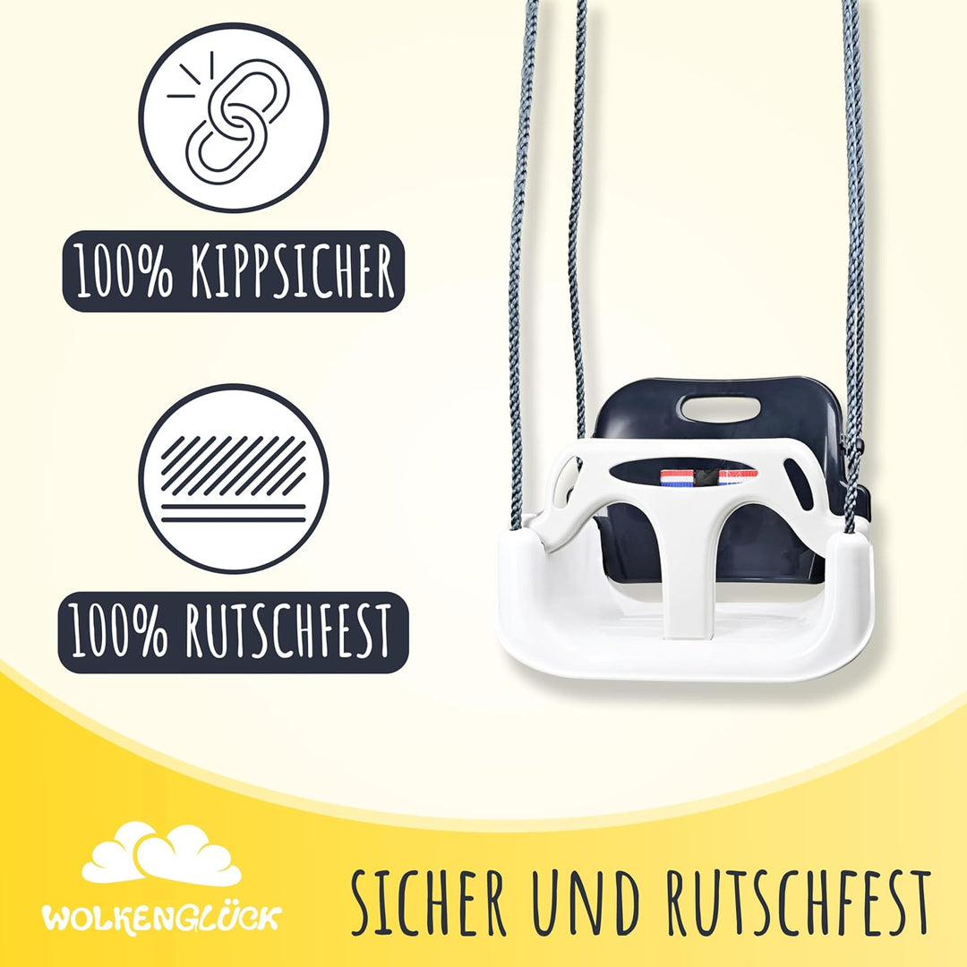 WOLKENGLÜCK® Babyschaukel 3 in 1 [6 Monaten bis 6+ Jahre] - Mitwachsende Kinderschaukel für Outdoor