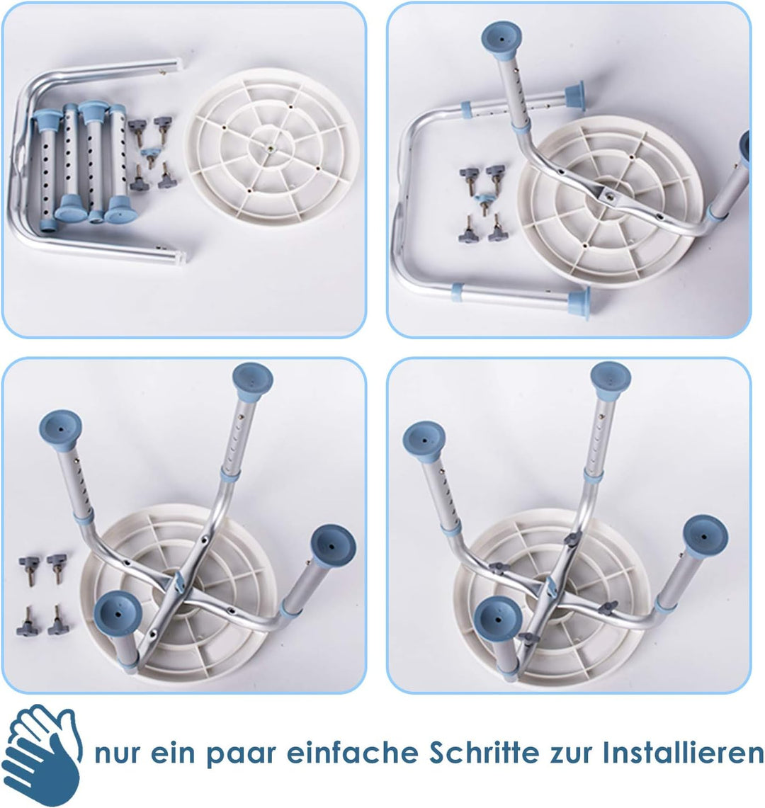 Duschhocker 360° Drehbarer Duschstuhl Duschsitz Höhenverstellbar Duschhilfe mit rutschfesten Gummifü