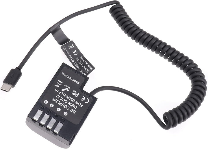FOTGA USB-C Typ-C auf Decodierte DMW-BLF19 Dummy Akku DMW-DCC12 Koppler Netzteil Federkabel für Pana