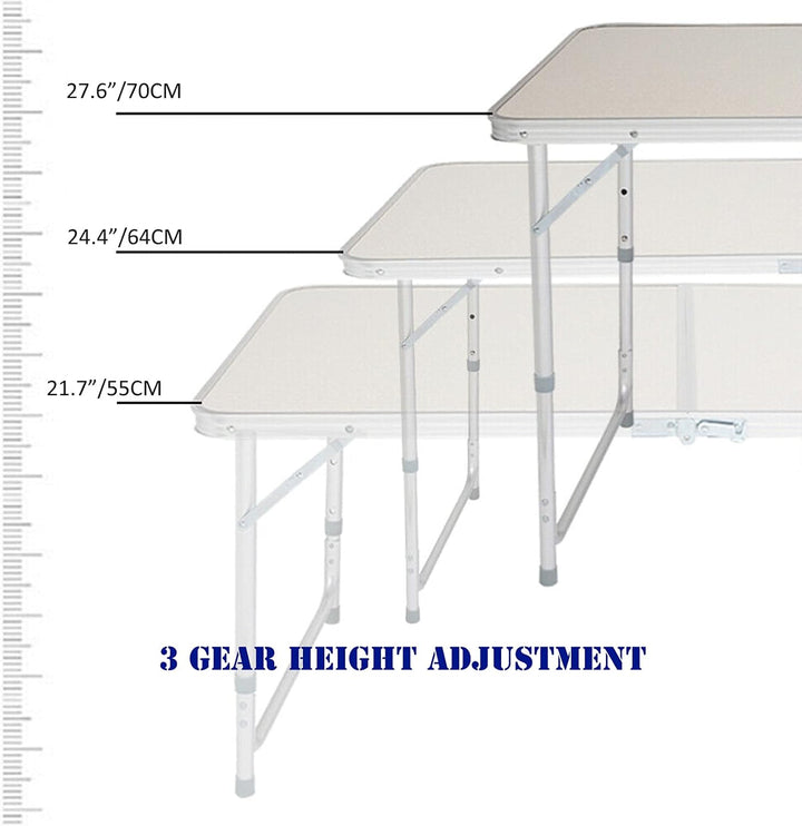 Klapptisch, 122 cm, für PC, Laptop, Büro, Arbeitszimmer, Outdoor, Picknick, Camping, Esstisch, Gamin