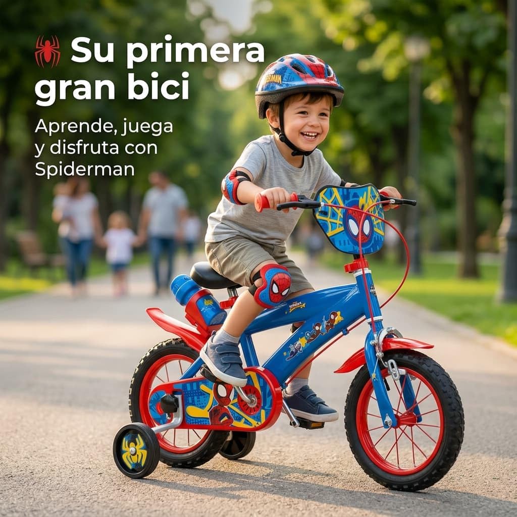 TOIMSA Jungen Fahrrad 30,5 cm (12 Zoll) Spiderman Huffy (3/5 Jahre), bunt, Klein