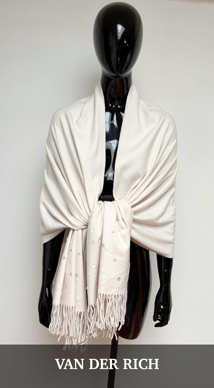 Van Der Rich® - Schals und Stolen mit Strass für Abendgarderobe - Damen 38325-beige, 38325-beige