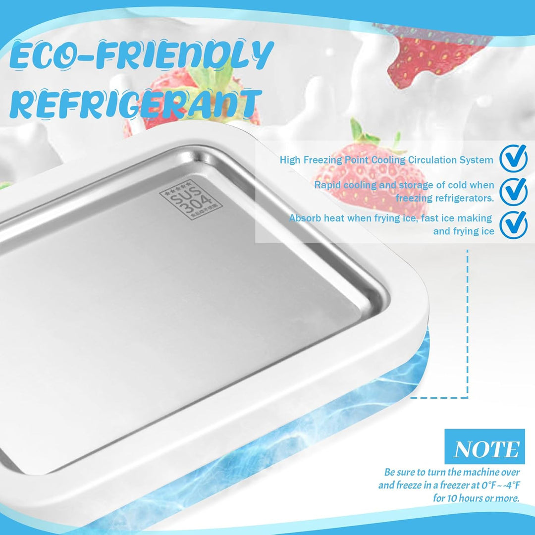 Jeinbuil Eisplatte zum eis machen Eiscreme Roller Maker Pan mit 2 Spateln Kleine Instant Rolled Ice