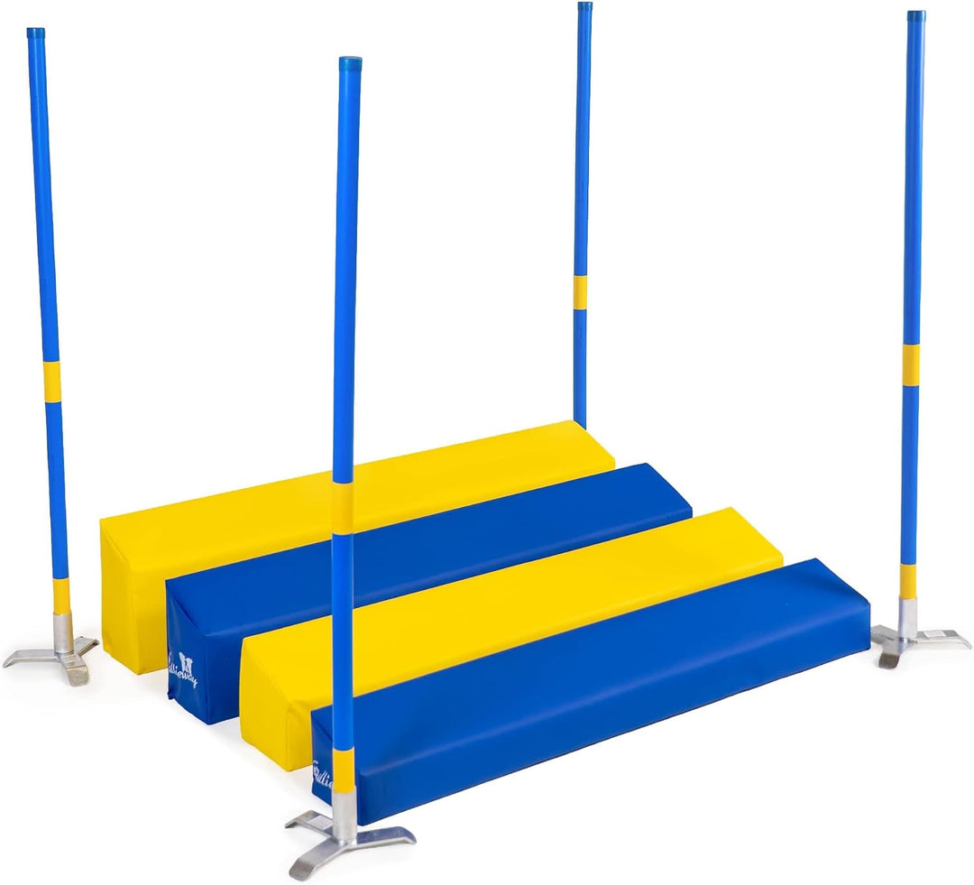 Callieway® Agility Soft-Weitsprung "SOSPIRI" - FCI konform (gelb/blau) inkl. 4 Ecksteher (blau) Gelb