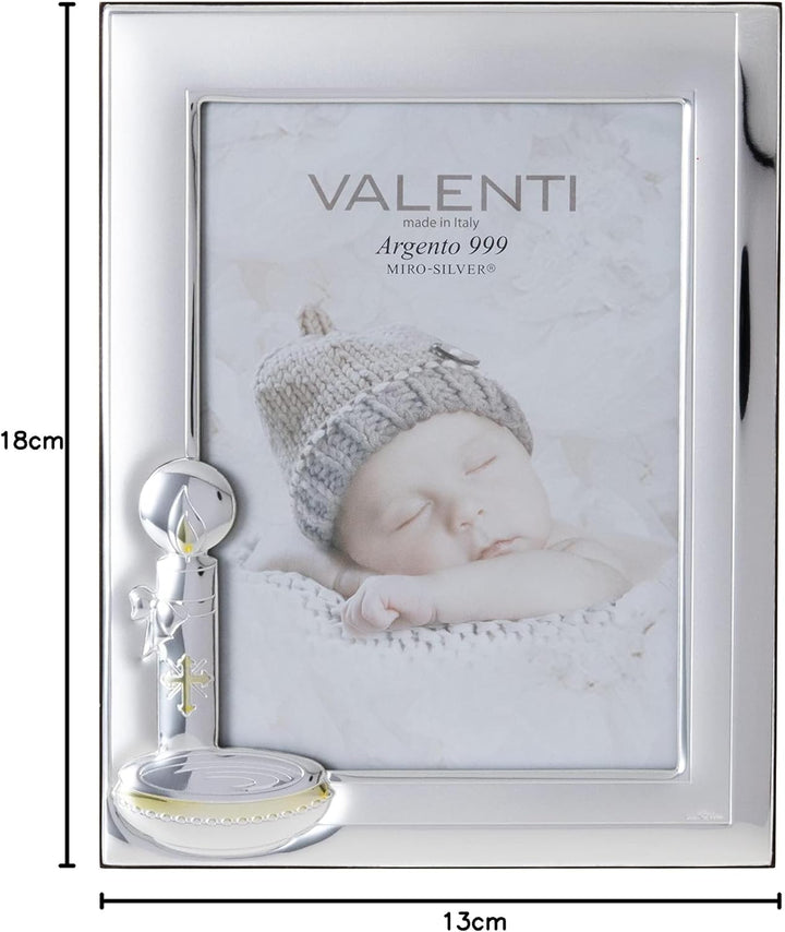 Valenti&Co Bilderrahmen aus Silber, 13 x 18 cm, ideal als Geschenkidee für Feiern, als Taufe eines K