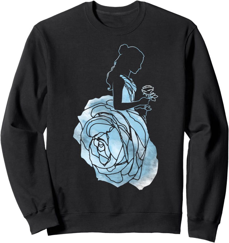 Disney Beauty And The Beast Belle Blue Rose Silhouette Fill Sweatshirt