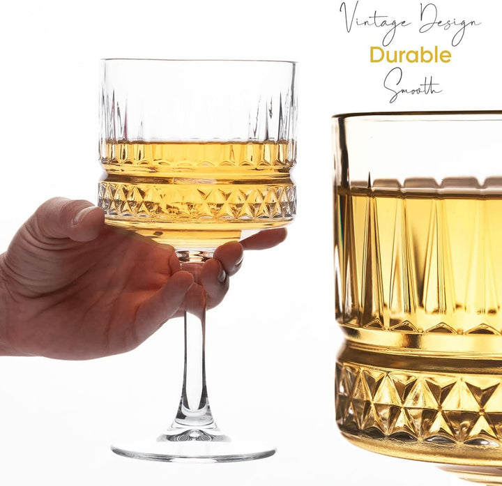 Vintage Coupe Gläser 2er-Set, (500 ml/17oz), Champagner, Martini, Cocktailgläser, Grosse Quadratisch