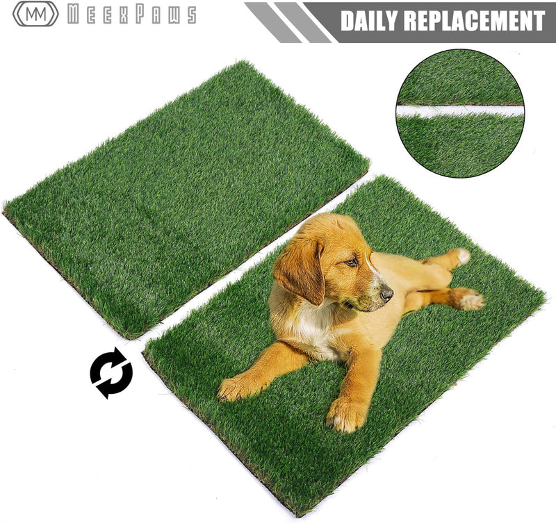 MEEXPAWS Grosse Hundetoilette aus Kunstrasen mit Tablett | 85×59 cm|2 Robustes Gras-Ersatzset| Schne