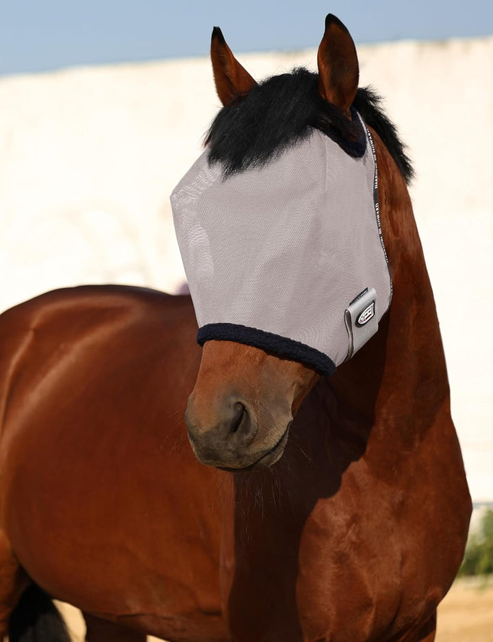 Harrison Howard Fliegenschutzmaske für Pferde, Netzstoff, UV-Schutz, mit Fleece-gepolstertem Rand, O