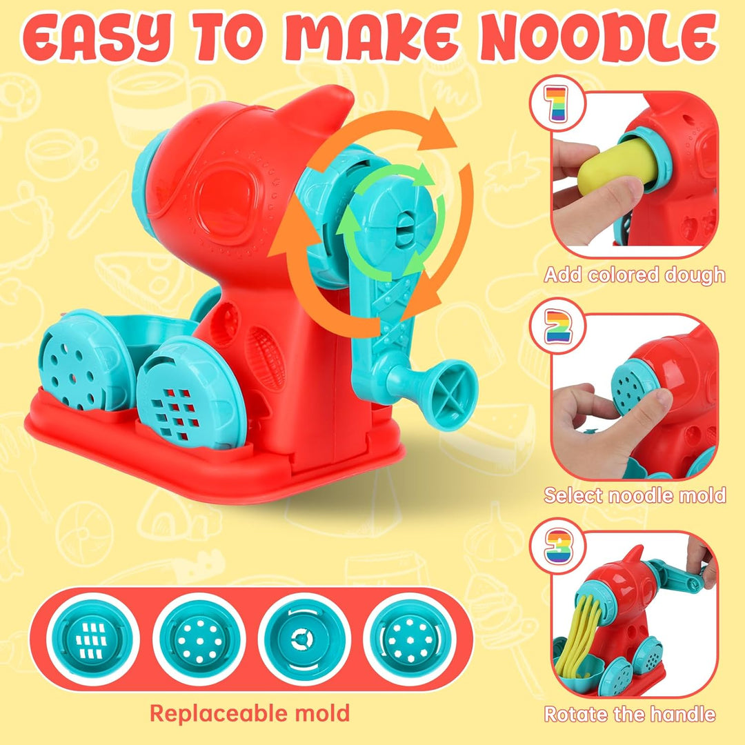 Knetwerkzeug, Knete Zubehör Kitchen Creations Spielset mit 24 Dosen, Knete Set Nudelmaschine Burger