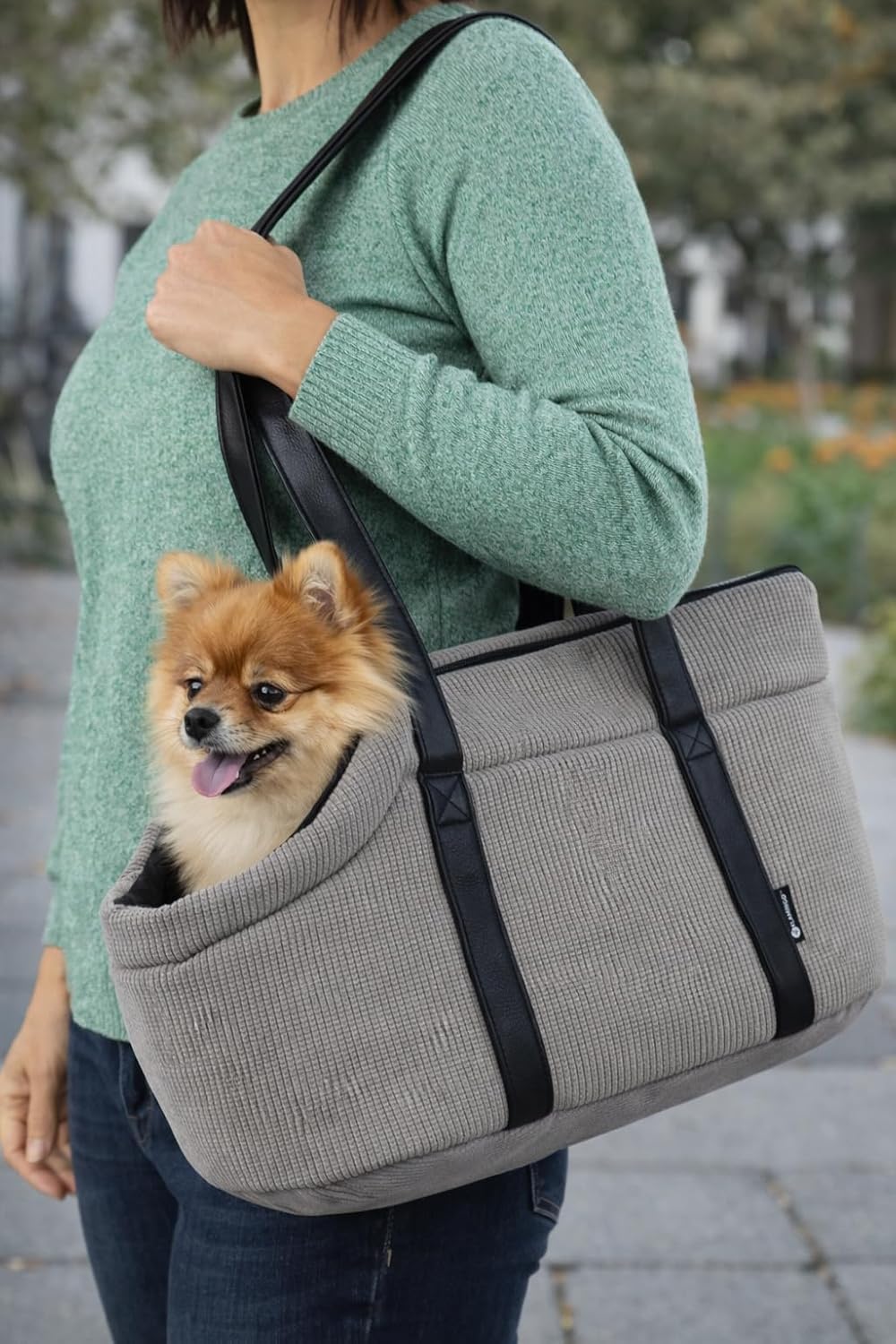 Hundetasche - Tragetasche Aaliyah Grau – 46x23x25cm – Polyester mit Schaum – Abnehmbares Kissen – Si