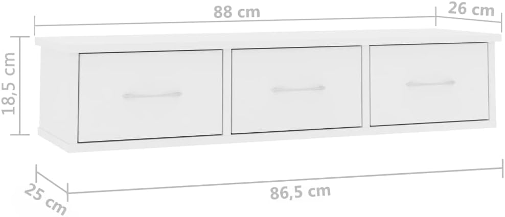 vidaXL Wand Schubladenregal mit 3 Schubladen Wandregal Wandschrank Hängeschrank Wandgarderobe Hänger