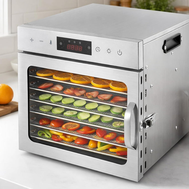 Trintion Edelstahl Dörrautomat 700W – Dörrgerät mit Edelstahlgitter, 30°-85°C, 6700 cm² Dörrfläche –