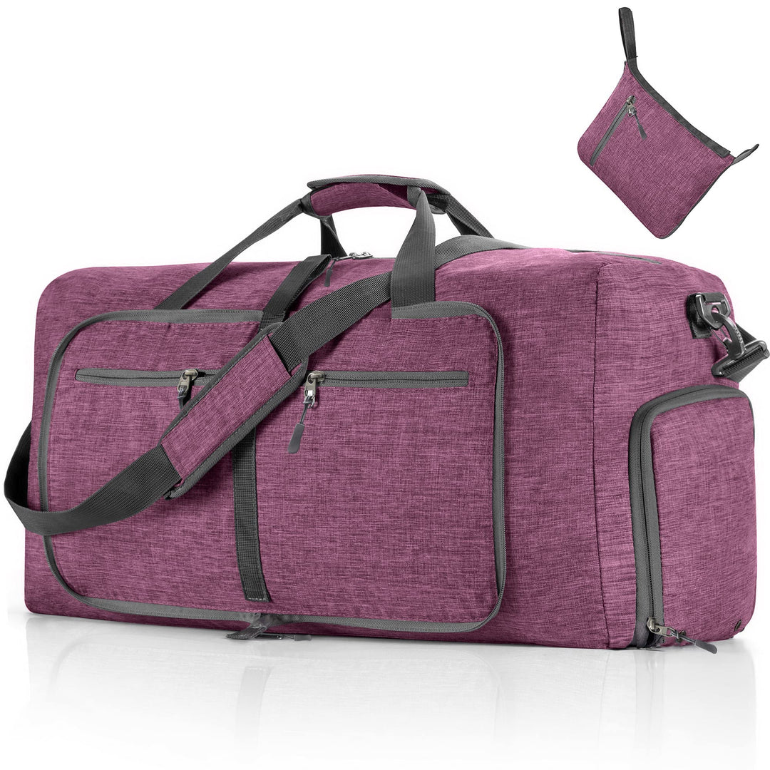Vomgomfom 115L Reisetasche mit Schuhfach, Grosse Falttasche für Camping, Reisen, Fitness, Lila H Lil