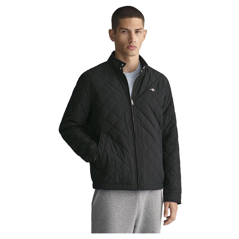 GANT Herren Quilted Windcheater Jacke M Schwarz, M Schwarz