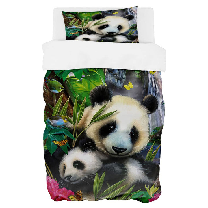 Zomer Bettwäsche Set 135x200 cm 2teilig Bettbezug Mikrofaser Bettwäsche Deckenbezug mit Panda Eltern