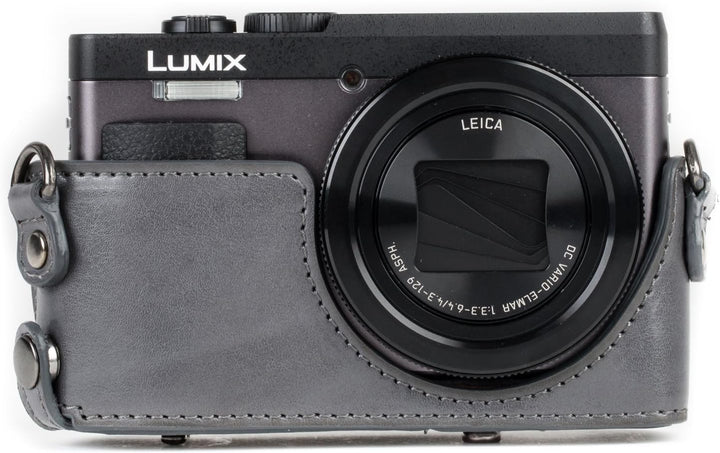 MegaGear MG1261 Panasonic Lumix DC-TZ95, DC-TZ90 Ever Ready Leder Kamera-Case mit Trageriemen - Grau