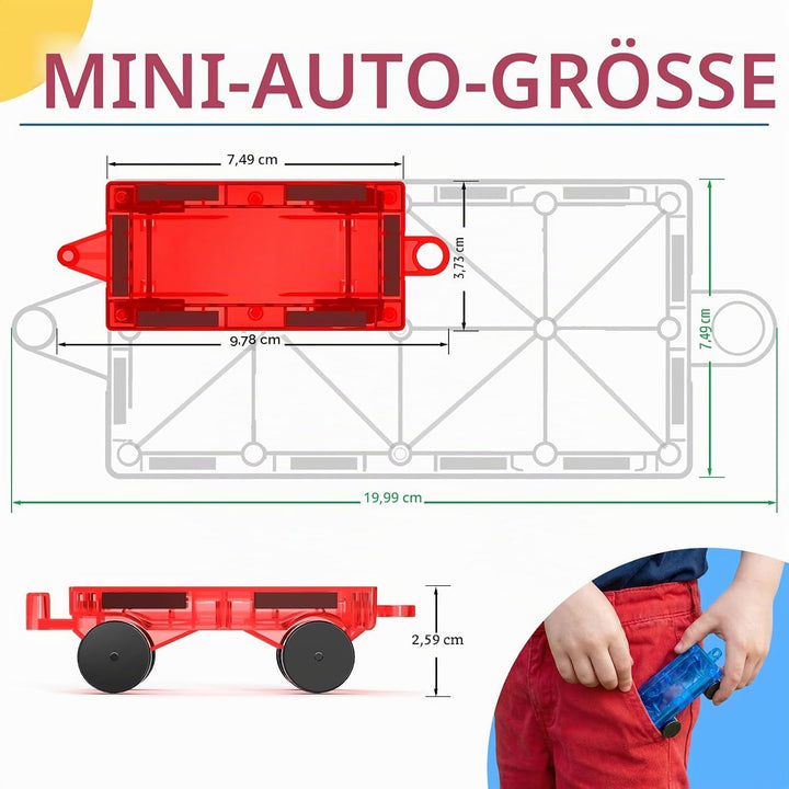 8 Stück Magnetbausteine Mini Auto Set Kompatibel mit Mini- und Standard Magnetische Bausteine Reises