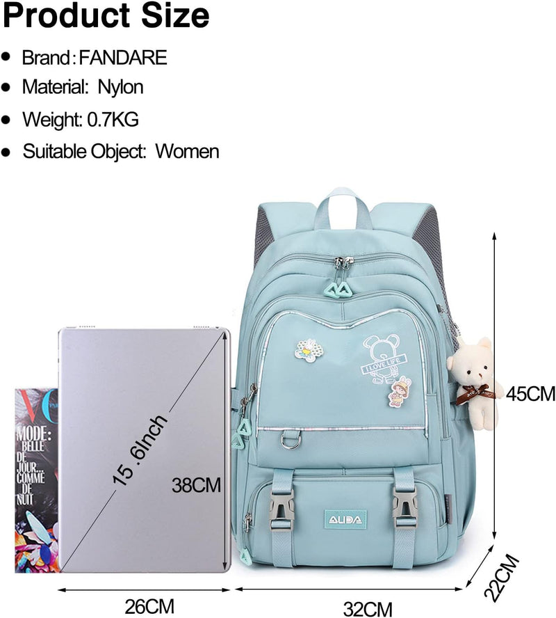 FANDARE Schulrucksack Schulrucksack Kinderrucksack Schultasche Jungen Mädchen Rucksack Schulranzen f