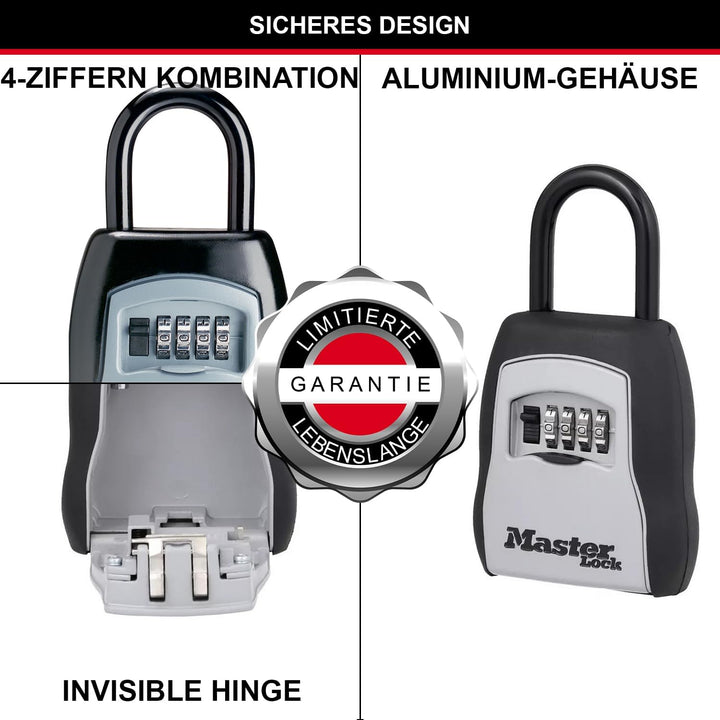 Master Lock Schlüsseltresor, mit Bügel, Aussen, 15.7 x 9 x 4 cm, Schlüsselsafe Medium - mit Bügel, M