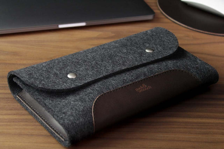 Pack & Smooch MacBook iPad Pro Zubehör Und Kabel Tasche 100% Wollfilz Und Pflanzlich Gegerbtes Leder