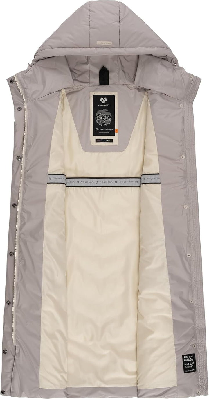 Ragwear Damen warme wasserdichte Winter Steppweste mit Kapuze Suminka Vest XS-6XL XS Bone, XS Bone