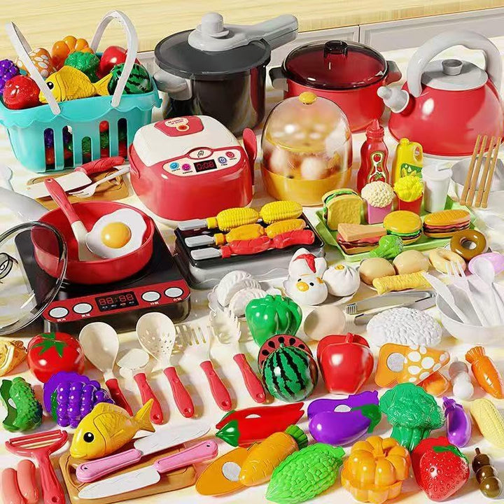 102 Pcs Spielküche Zubehör, Kinderküche Zubehör Outdoor, Küchenspielzeug Rollenspiel, mit Kinder Koc