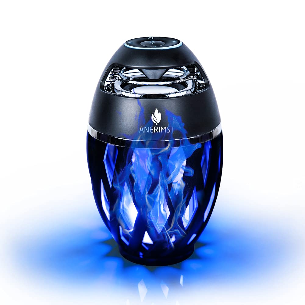 ANERIMST LED-Bluetooth-Lautsprecher, Blue Flame Ambience Lantern-Aussenlautsprecher mit Stereoklang,