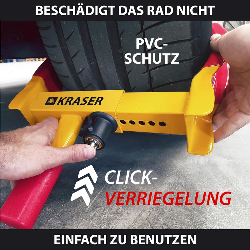 KRASER WA820 Wegfahrsperre Radkralle Reifenkralle, Parkkralle Diebstahlsicherung für Radklemmen, Uni