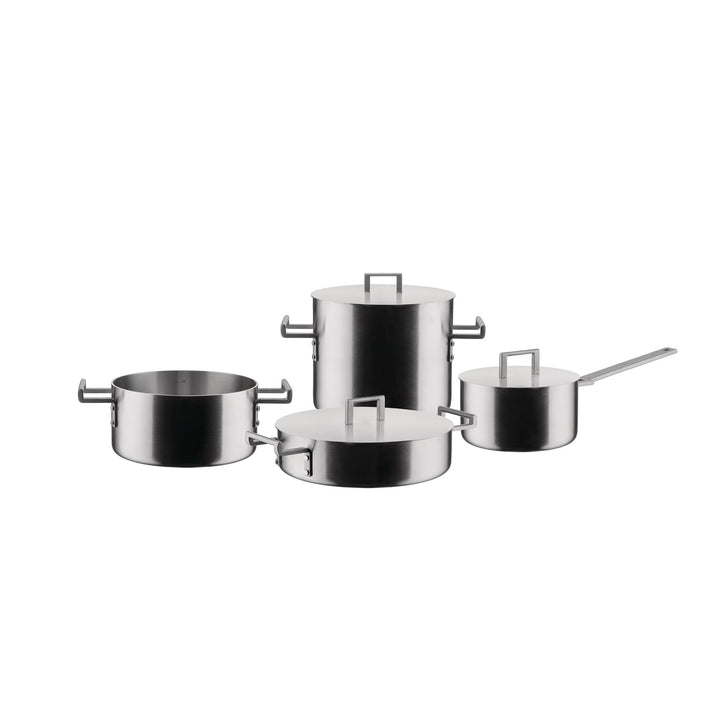 Alessi Convivio DC100S7 - Design Kochgeschirr-Set, Griffe aus Edelstahl 18/10 mit PVD-Beschichtung,