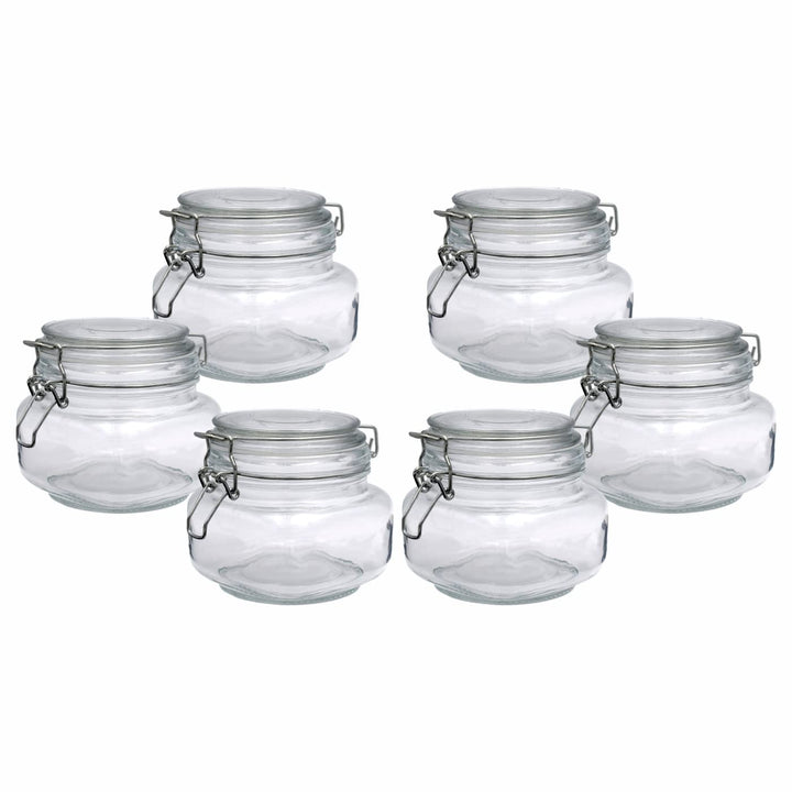 gouveo 6er Set Vorratsgläser 500 ml eckig mit Bügelverschluss - Bügelgläser aus Glas mit Drahtbügelv
