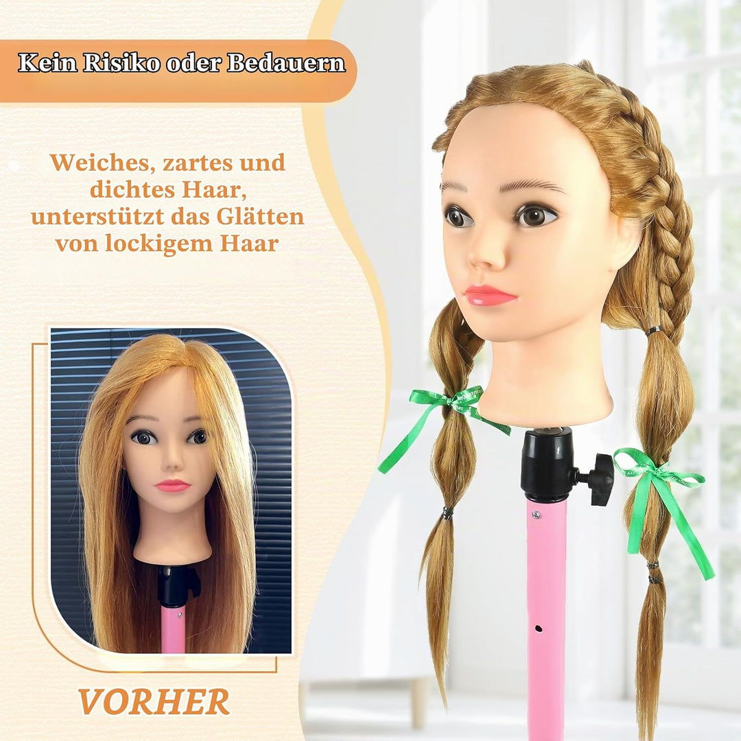Schaufensterpuppe Kopf 26Inch Weiblich 80% Echthaar Friseur Kosmetologie Schaufensterpuppe Schaufens