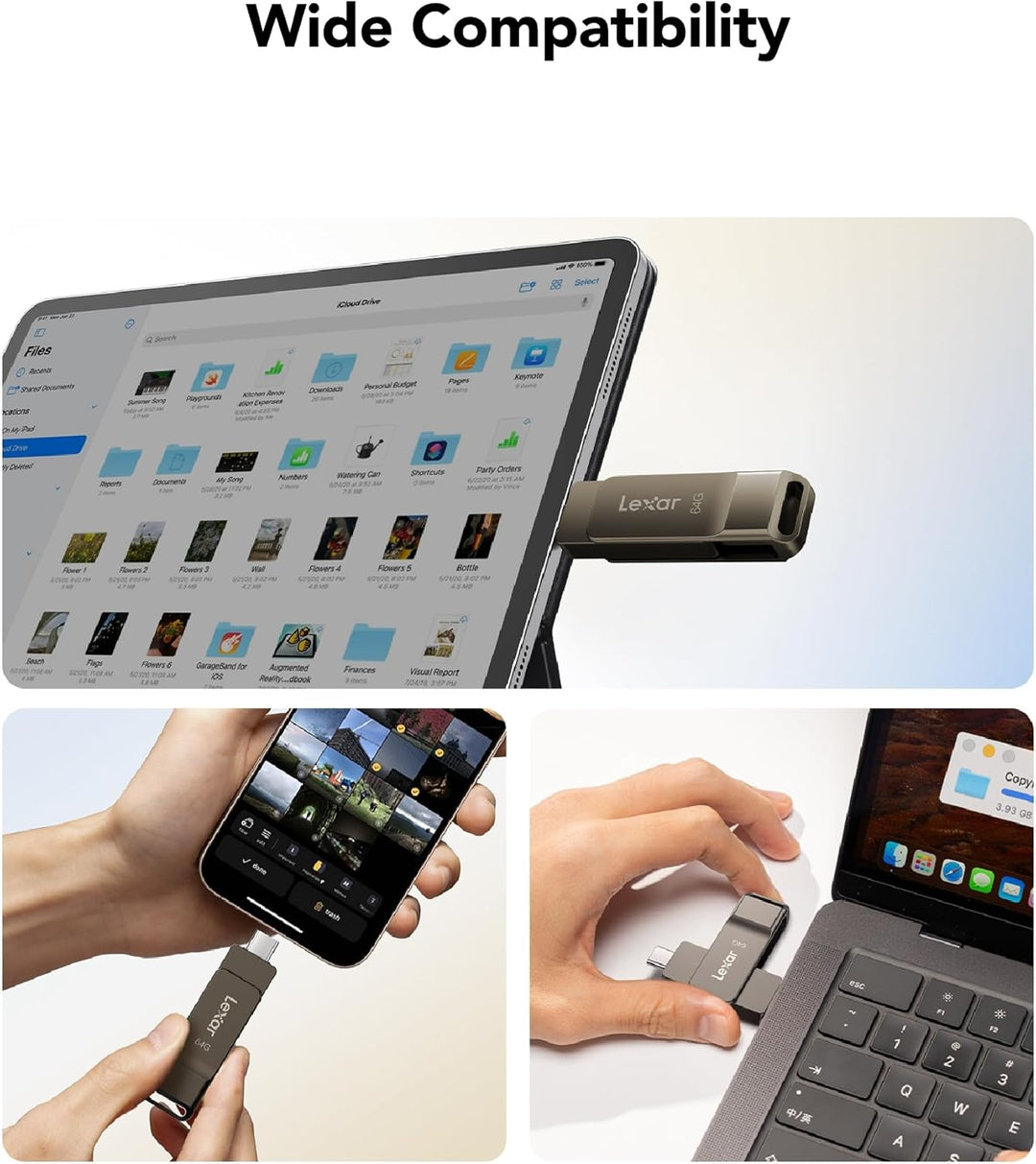 Lexar D40E 64 GB Dual USB 3.2 Gen 1 Type-C Jump Drive, USB-C Flash Drive, Metallgehäuse, Schwenkbare
