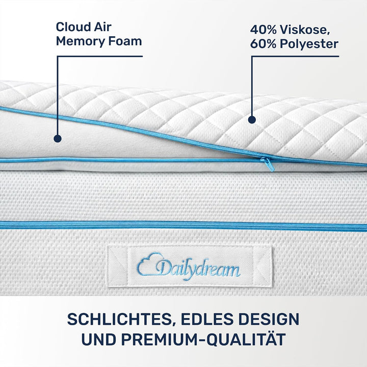 Dailydream viscoelastischer Matratzentopper „Royal“ mit Memory Foam Effekt, 140x200x7cm 7cm hoch