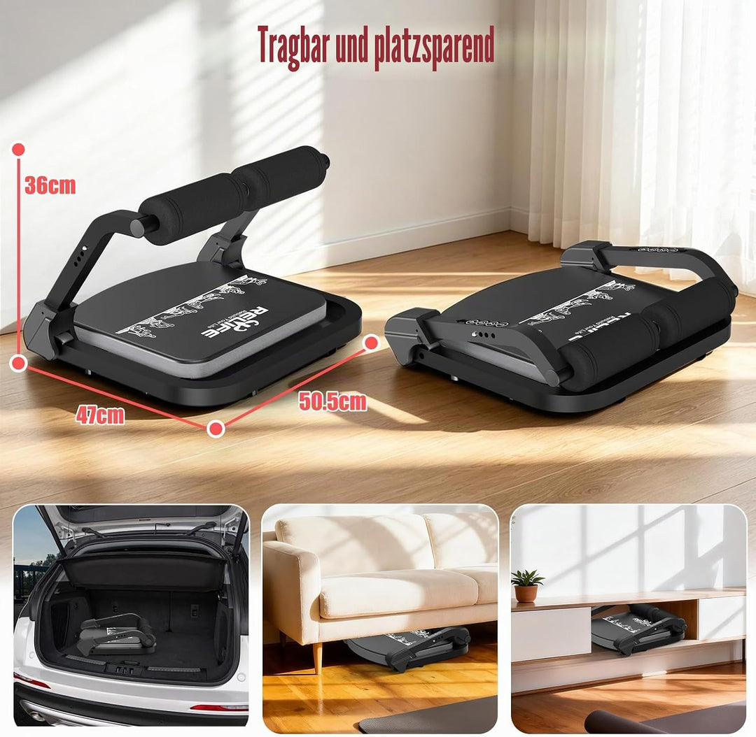 RELIFE REBUILD YOUR LIFE Bauchmuskeltrainer Bauchtrainer für Zuhause Gerät Zusammenklappbar & 3 Wide