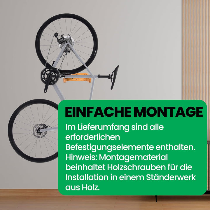 Fahrrad Wandhalterung – Holz Fahrradhalter von COR - Bambus Fahrradhalterung Wand für Innenräume - W