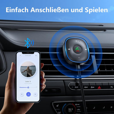SONRU Aux Bluetooth Adapter Auto, [Plug & Play] KFZ Bluetooth 5.3 Empfänger Klinke Aux 3.5mm, Blueto