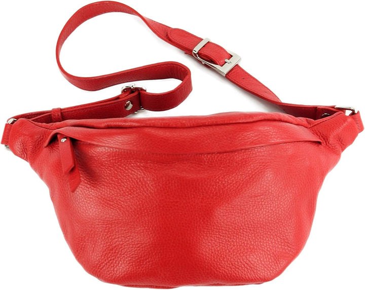 modamoda de - T77 - ital. Hüfttasche Bauchtasche Brusttasche Large aus weichem Leder, Farbe:Rot, Rot