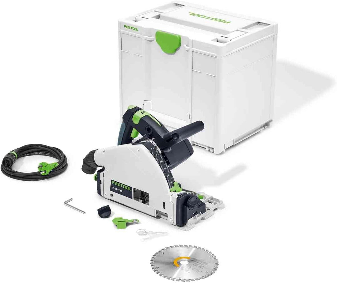 Festool Tauchsäge TS 55 FEBQ-Plus (mit Kreissägeblatt, Splitterschutz, Sichtfenster, Innensechskants