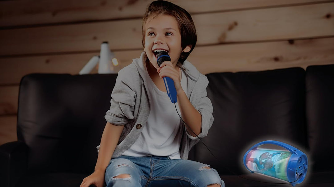 Lexibook, Spider-Man, Kabelloser Lichtlautsprecher mit Mikrofon, Stereosound, Karaoke-Funktion, USB-