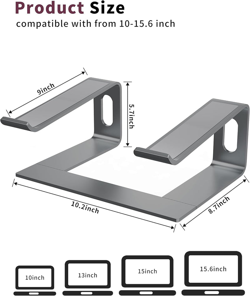 ALASHI Laptop-Ständer für Schreibtisch, Aluminium-Computer-Erhöhung, ergonomischer Notebook-Halter,