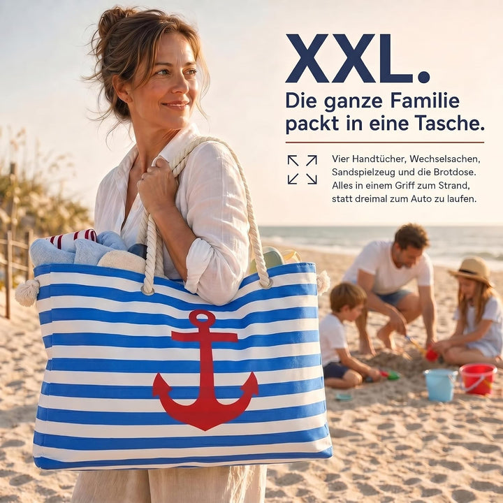 Sonia Originelli XXL Weekender mit Anker, grosse maritime Strandtasche und Reisetasche für Familie,