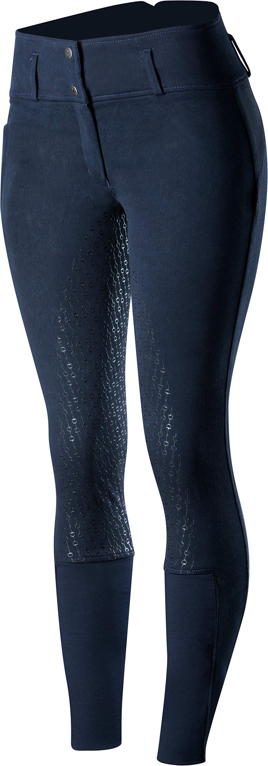 HORZE Damen Reithose Daniela, High Waist Stretch Reithose Vollbesatz mit Silikon Druck, Dunkelnavy