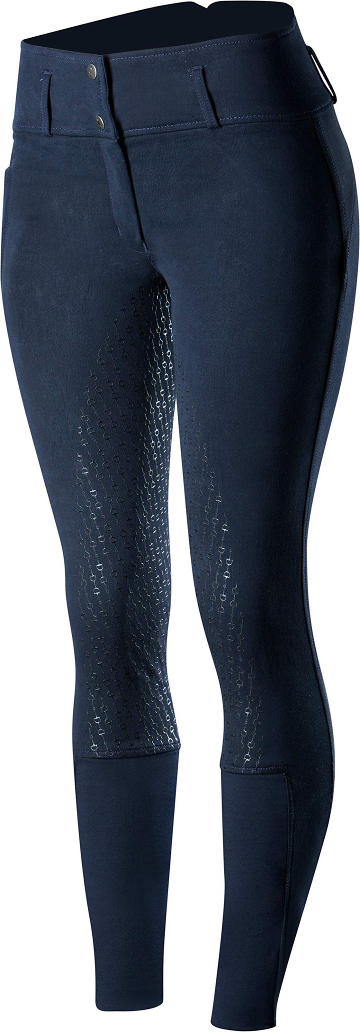 HORZE Damen Reithose Daniela, High Waist Stretch Reithose Vollbesatz mit Silikon Druck, Dunkelnavy