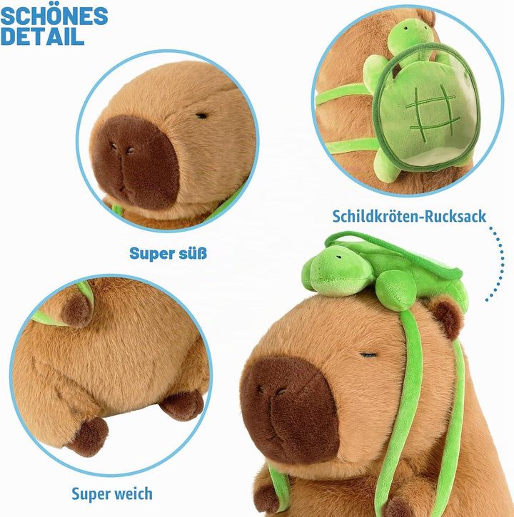 shownicer Plüschtier Capybara Kuscheltier mit Schildkröte Stofftier Kawaii Capybara Plüsch Kissen Sp